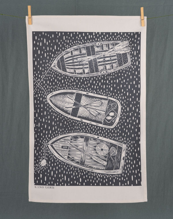 Mark Lord, Cotton Tea Towel - 3 Boats, 2025