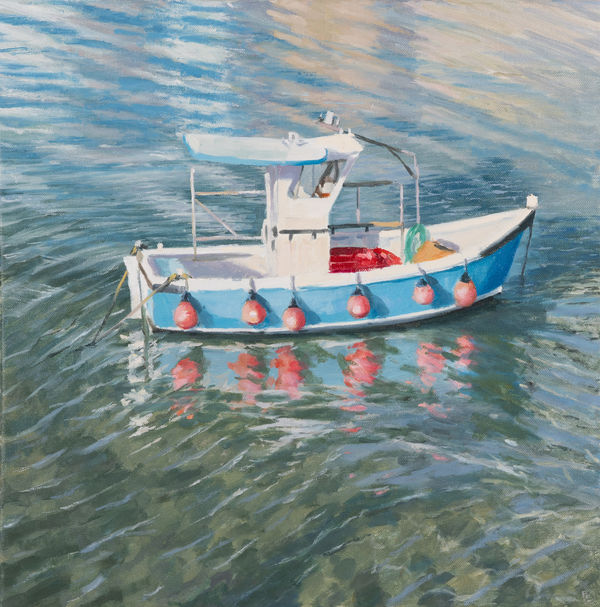 Lesley Dabson, Fishing Boat with Buoys, 2025