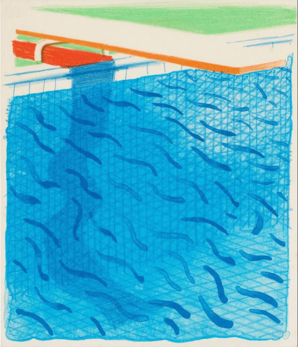 David Hockney, Pool made with paper and blue ink for book, (Paper Pools), 1980