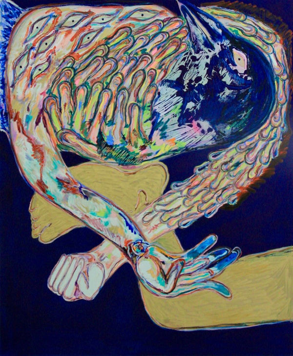 Cécile Guettier, Ta bête te bat – série Plus becquetès d'oiseaux que dès à coudre (Your beast beats you – Dinted like a thimble series), 2024