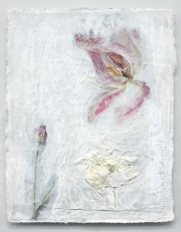 Oca Villamiel A Song of Hope, 2026 Washi paper, silk, acrylic on Japanese paper 16 x 12 inches, 26 ½ x 22 ½ inches (FS)