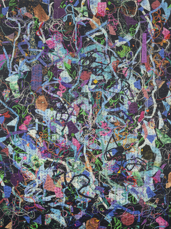 Indya Gokita One floating, 2025 Textile and thread 39 x 29 inches