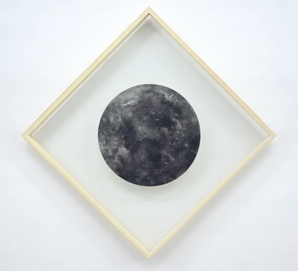 Patrick de Veyra Views I, 2026 Subtractive graphite frottages 12.6 inches diameter