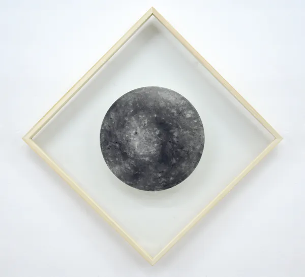Patrick de Veyra Views V, 2026 Subtractive graphite frottages 12.6 inches diameter