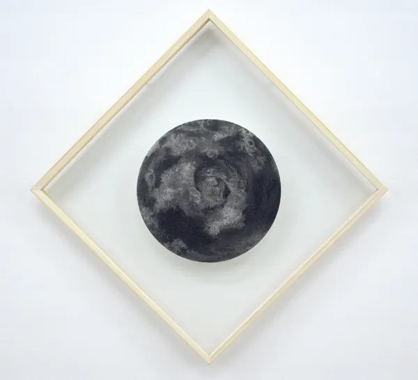 Patrick de Veyra Views VI, 2026 Subtractive graphite frottages 12.6 inches diameter