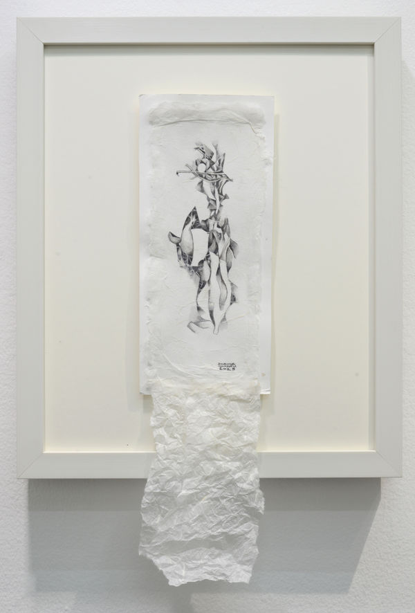 Nanette Ana Maria Villanueva Veiled Forms 8, 2025 Graphite with mulberry overlay on paper 12 x 9 inches, 18 x 15 inches (FS)