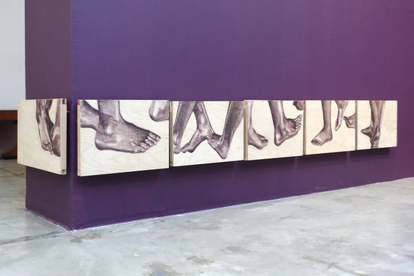 Audrey Lukban An Endless Walk, 2025 Oil on six birch plywood panels 9 ½ x 93 ¾ inches (4pcs 9 ½ x 15 ½ inches, 1pc 9 ¼ x 15 ½ inches, 1pc 9 ¾ x 16 inches)