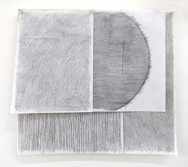 Teo Esguerra Textures of my home, 2025 Pencil frottage on paper, pushpin and wood 16.75 x 17.75 inches