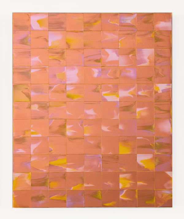 Minimalist grid-like painting made with interference acrylic