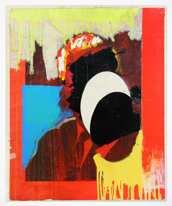 Collaged painting from the 1960s by Boris Lurie