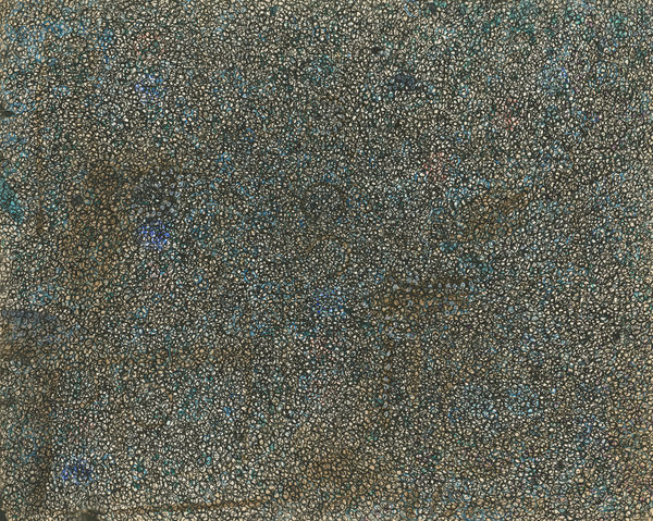 Abstract work on paper consisting of small marks covering the entire visual field