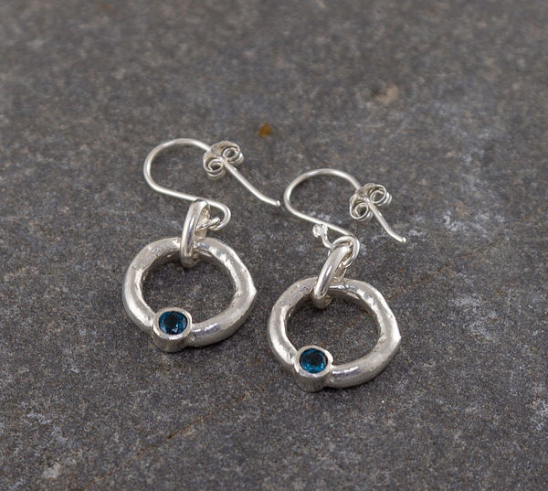Rockpool Halo Drop Earrings with London Blue Topaz