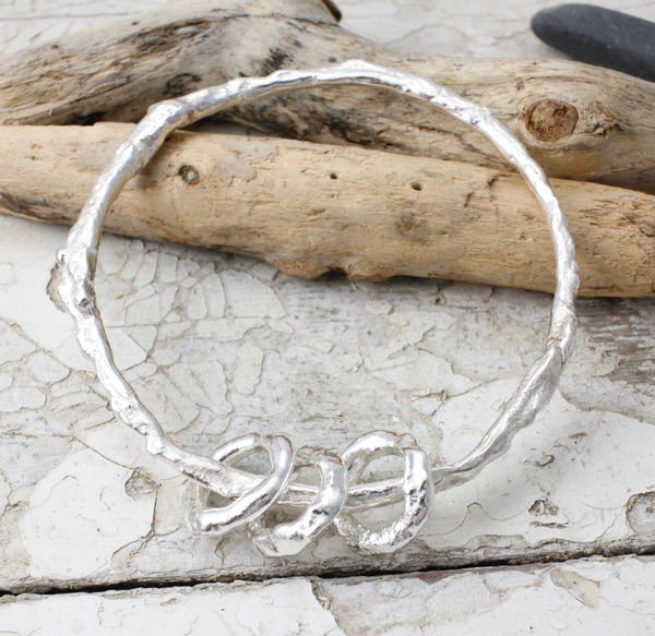 Rustic Bangle with Three Halo Charms