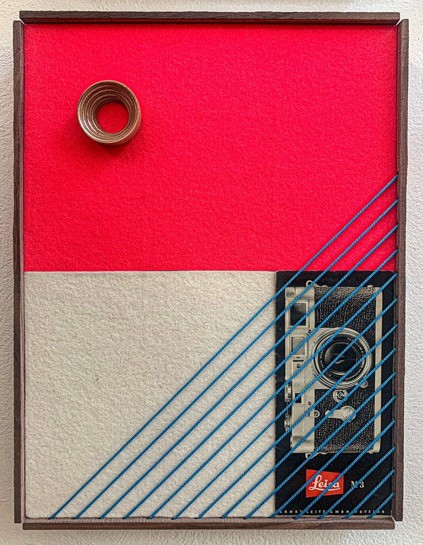 Edgar Orlaineta Graphic Design, 2023 Nylon, plywood, synthetic felt, paper and varnished wood on MDF board. 40 x 30 cm 15 3/4 x 11 3/4 in