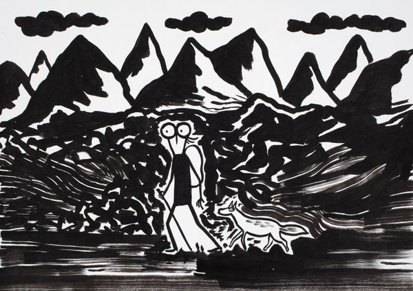 Fausto Gilberti Trekking, 2023 Chinese Ink on paper 30 X 42