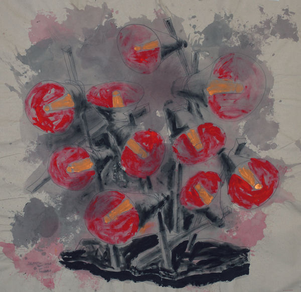 Diango Hernández The Speech, 2005 acrylic and pencil on canvas 200 x 200 cm