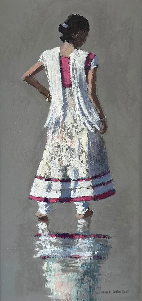 Patrick Gibbs, WOMAN IN PINK AND WHITE, GUJARAT, 2023