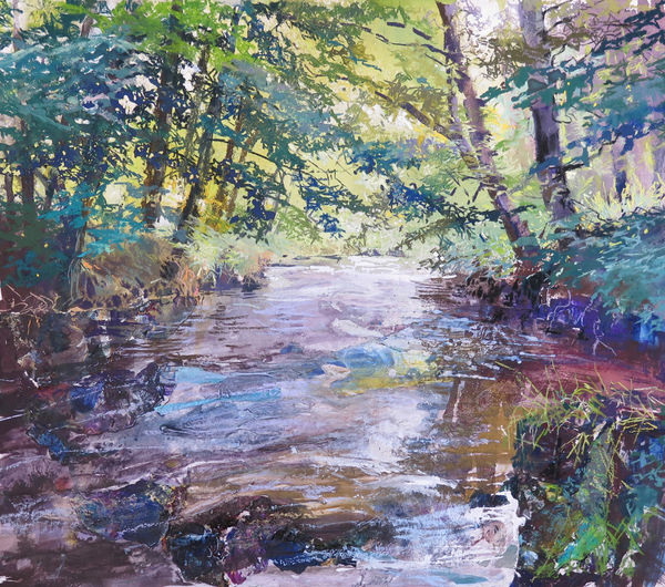 Maureen Davies SCOTTISH STREAM Mixed media 26 x 22 1/2 in 66 x 57 cm