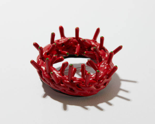 Brian Fleetwood, Red/Green Oriface Brooch, 2021