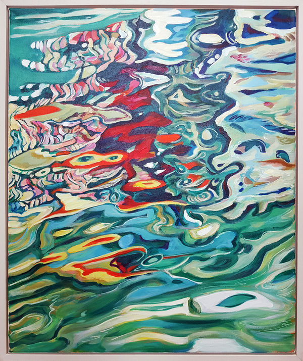 Katie Patel Colours of the Bay, 2024 Signed & Framed original acrylic on canvas 24 x 20 in 61 x 51 cm