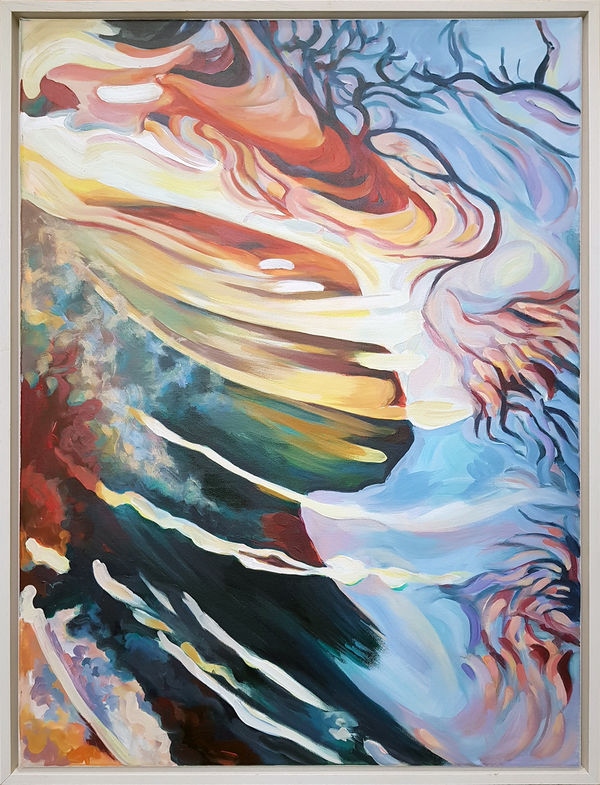 Katie Patel Change the Story, 2024 Signed & Framed original acrylic on canvas 32 x 24 in 81 x 61 cm