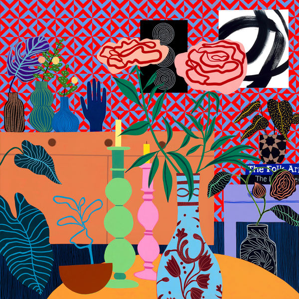 Candles With Flowers In A Red Room