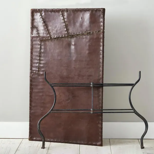 Trestle Table with Stitched Leather Top