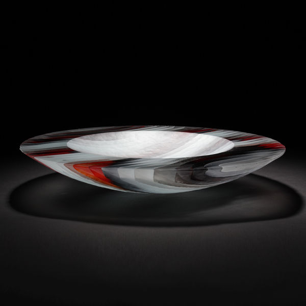 THE FITZWILLIAM MUSEUM PURCHASES 'COLOUR SATURATION; VESSEL IN WHITE, BLACK AND RED' BY COLIN REID