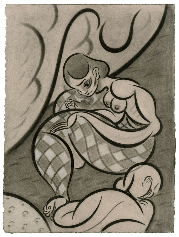 Koak 1999, 2020 Signed and dated on verso Graphite, ink, and casein on pearl grey rag paper 15 x 11 in 38.1 x 27.9 cm