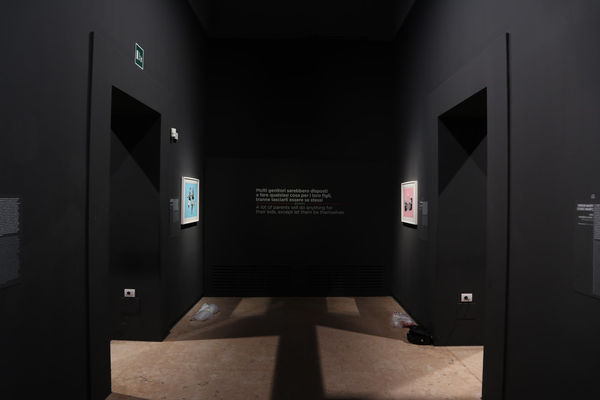 Banksy artwork hanging on wall