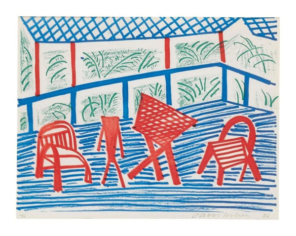 david hockney two red chairs