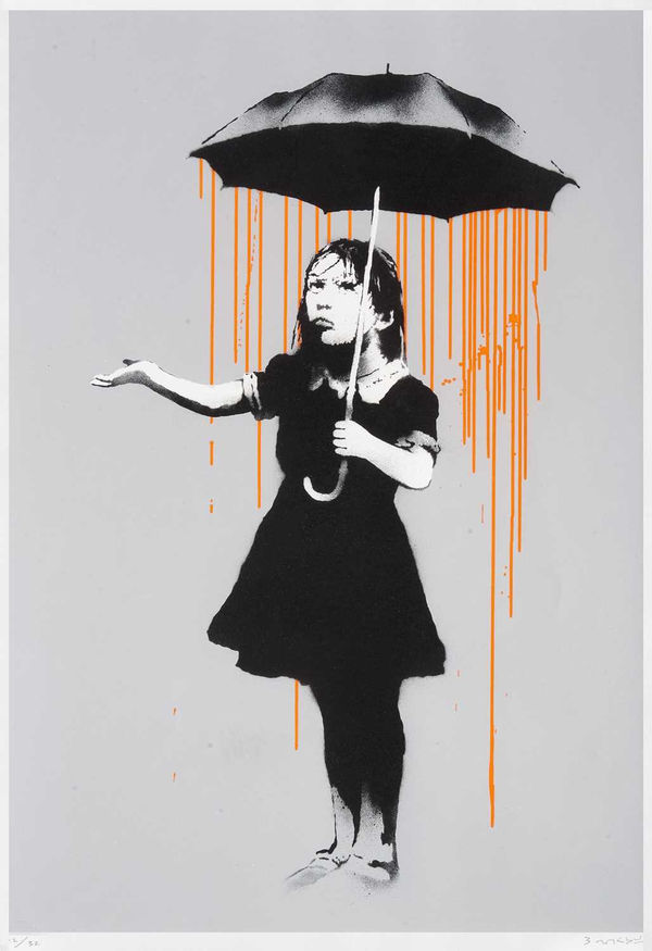 Banksy Nola Orange Rain AP print meaning