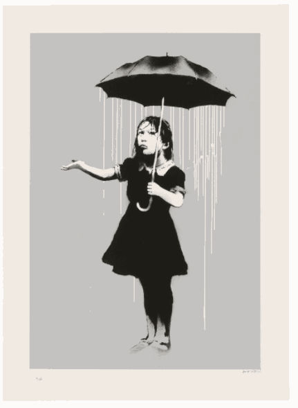 Banksy Nola White Rain print meaning