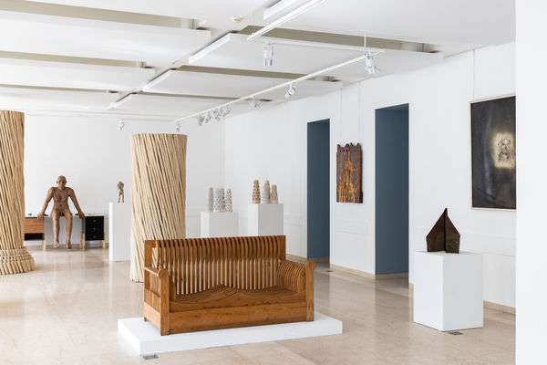 Хаим Сокол, Нестор Энгельке и Андрей Кузькин на выставке в галерее «Эритаж»