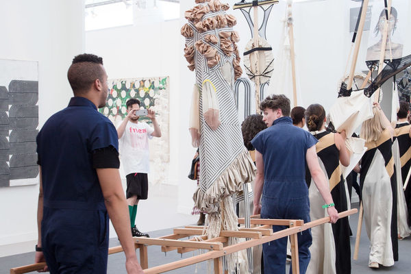 Installation images and live images of Lara Schnitger's Suffragette City at Frieze.