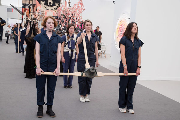 Installation images and live images of Lara Schnitger's Suffragette City at Frieze.