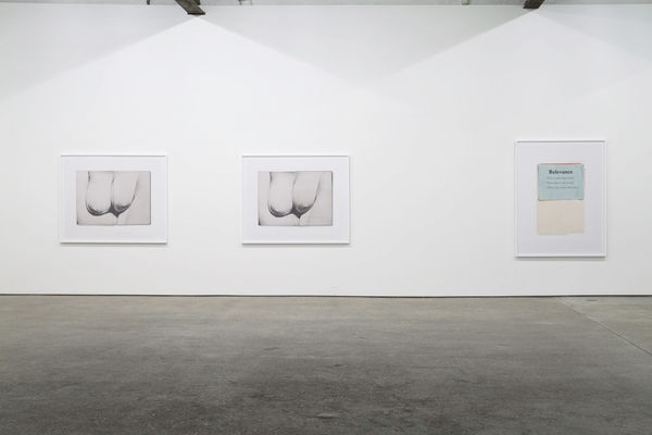 Installation view of Anne Collier's third solo show at Anton Kern gallery, featuring a body of recent photographs. Three works featured.