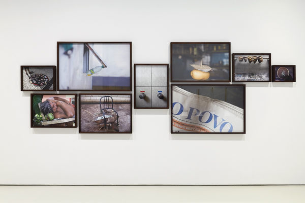 installation view of group show 'Samba in the Dark'. Cao Guimaraes' multidimensional prints featured here.