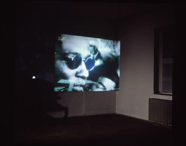 Installation view of Odenbach's video installation, 1997.