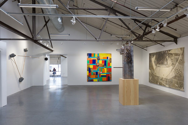 Installation view of the group show coordinated by Kreps and Kern Galleries, featuring many artists. Martin and Monahan featured.