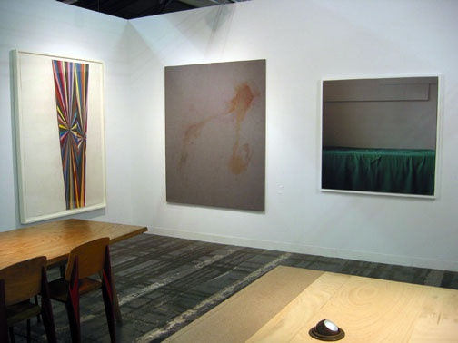 Installation view of the Anton Kern booth at the Armory Show 2008. Works by Mark Grotjahn, Sergej Jensen, and Sarah Jones featured.