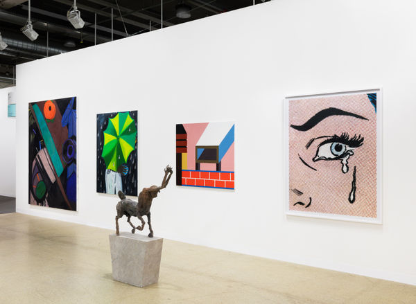 Installation view of the second hang at Basel, featuring a group of different works. A new Du Pasquier was featured on the second day.