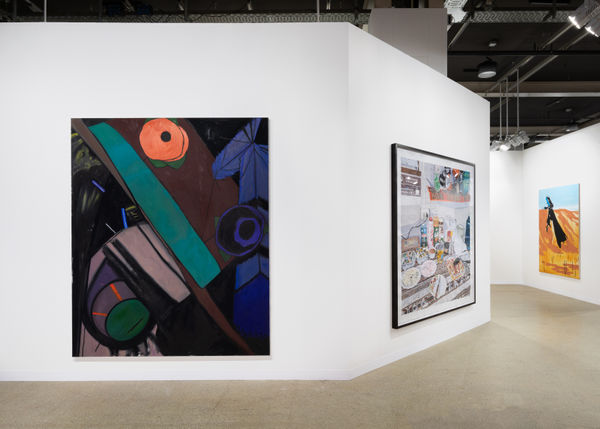 Installation view of the AKG Basel booth 2021. Ellen Berkenblit and Odenbach featured.