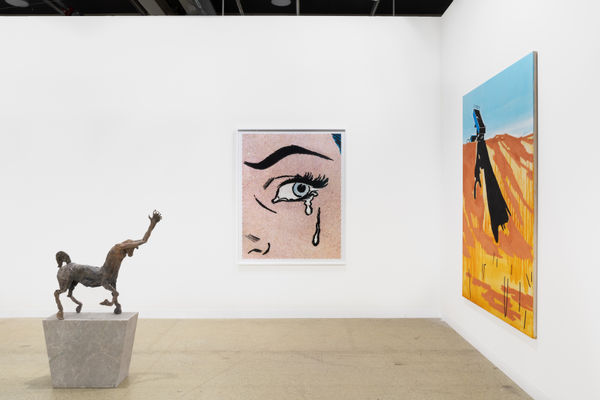 Installation view of the AKG Basel booth 2021. Anne Collier and Sasnal featured.