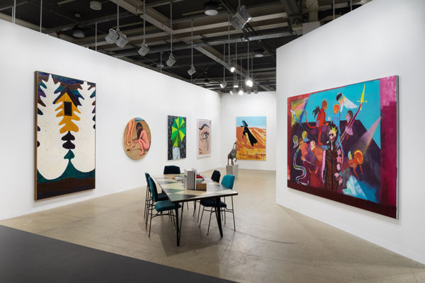 Installation view of the AKG Basel booth 2021. Many works featured.