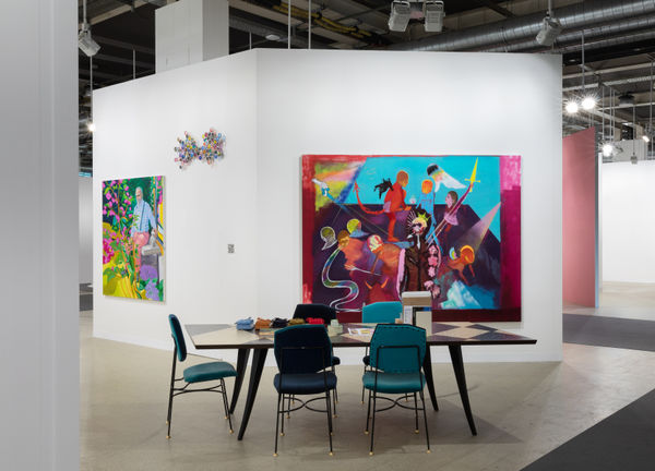 Installation view of the AKG Basel booth 2021. Pessoli, Lambie, and Nisenbaum featured.