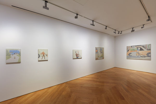 First exhibition at the gallery featuring David Byrd's paintings and drawings of thinly applied oil paint. Figures are usually depicted. Three medium sized oil paintings featured.