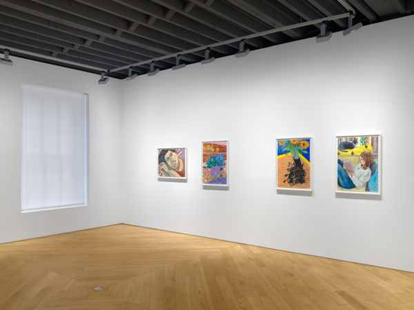 Installation view of Aliza's exhibition titled "Flora." Image presents four of Aliza's works.