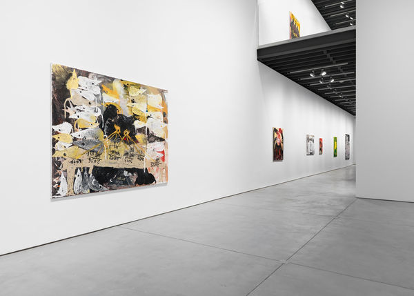 Installation view of Sankt Rufus, a solo exhibition featuring the works of Bendix Harms. Many works shown.