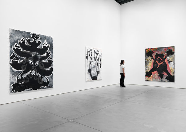 Installation view of Sankt Rufus, a solo exhibition featuring the works of Bendix Harms. Three works featured.